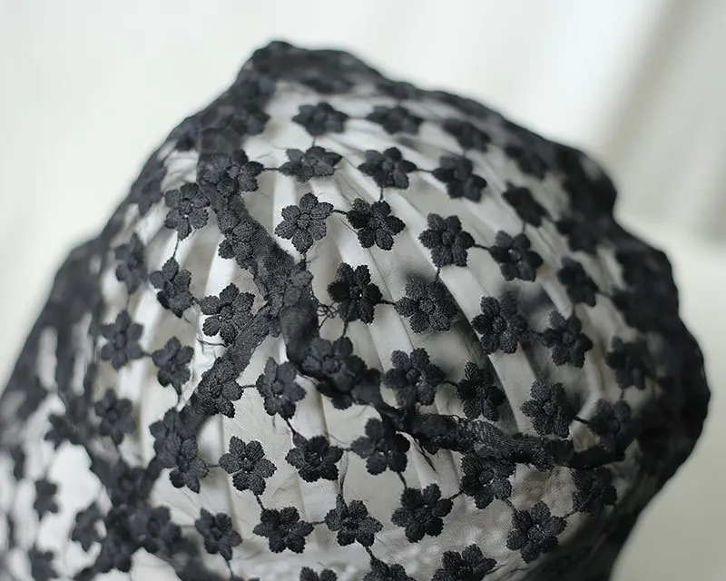 Johnature 2021 New Mystery Lace Embroidery Fluoroscopy Bucket Hat Korean Fashion All Match Solid Color Mech Women Hats