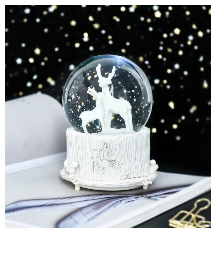 Нордический Рождественский Moose хрустальный шар креативная девушка сердце Рождественский подарок на день рождения Ins Милая музыкальная шкатулка орнамент «Сказочный Сад» ремесло