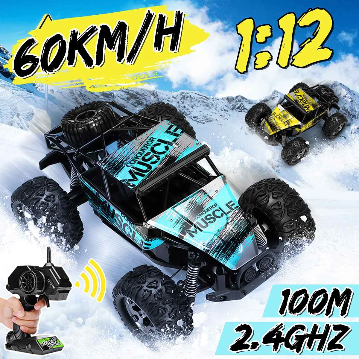 

Радиоуправляемый внедорожник с дистанционным управлением 1:12 60 км/ч 2WD гоночный автомобиль 2,4 ГГц ползунки Электрический монстр-Трак автомо...
