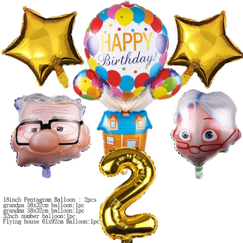 cartoon russel dug up balloon flying house foil balloon party supplies kid faovr cane birthday party decor baby shower gift free global shipping