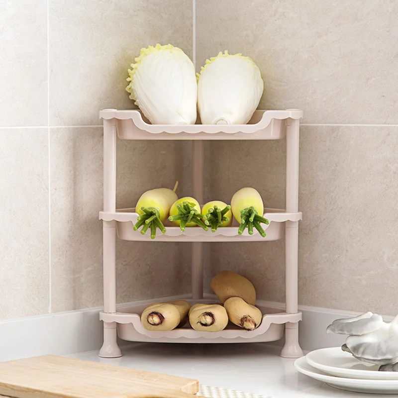 Пластик Многослойные стеллаж для выставки товаров Кухня столешницы полки пол