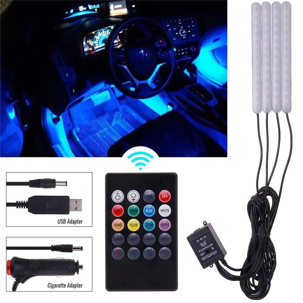 2019 атмосферное освещение автомобиля USB ножной свет/сигарета дистанционное