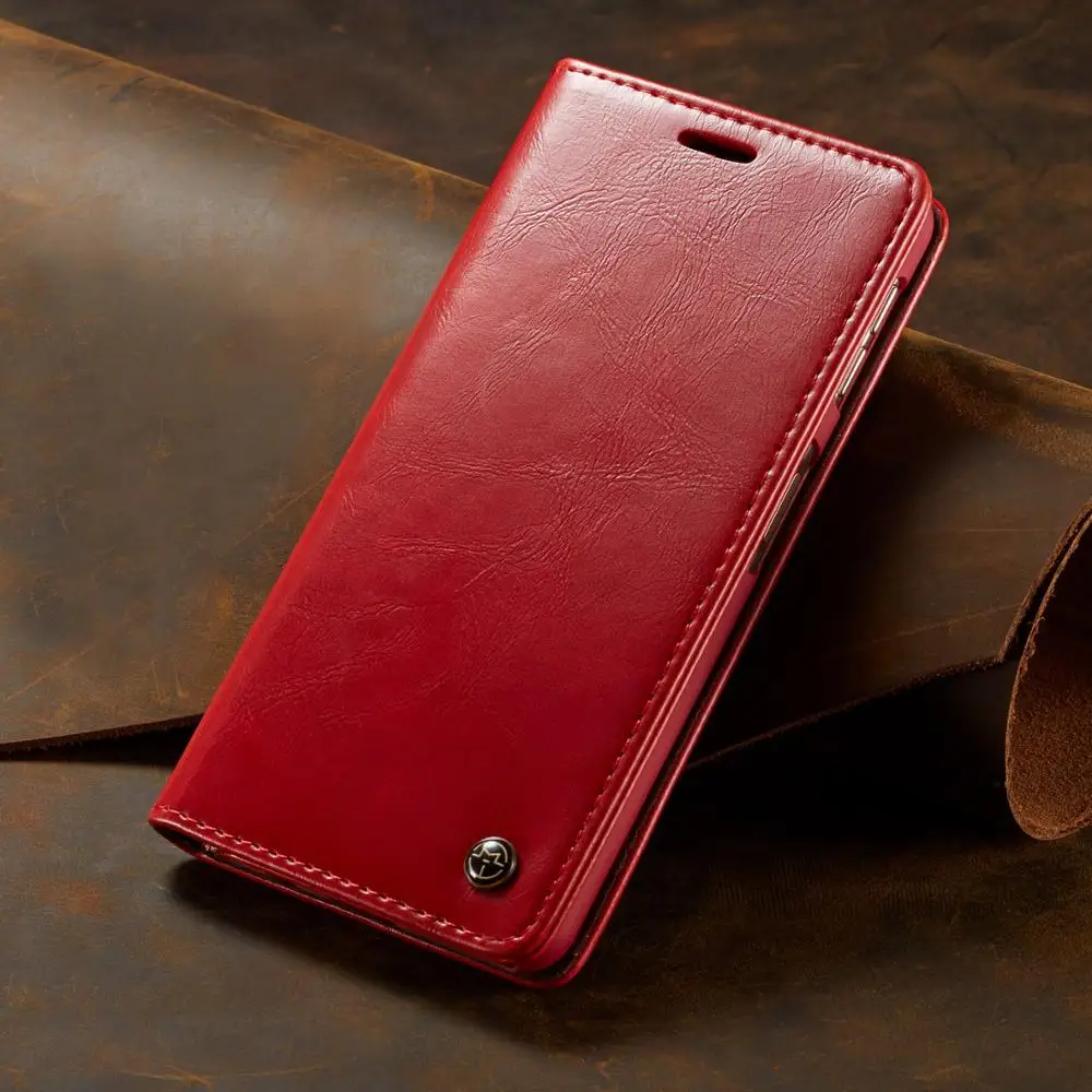 Бизнес Флип из искусственной кожи бумажник чехол для телефона Coque samsung Galaxy S 7 S7 S8 S9 S10 Edge Note 10 Plus Note 4 5 8 9 чехол Funda - Цвет: Red