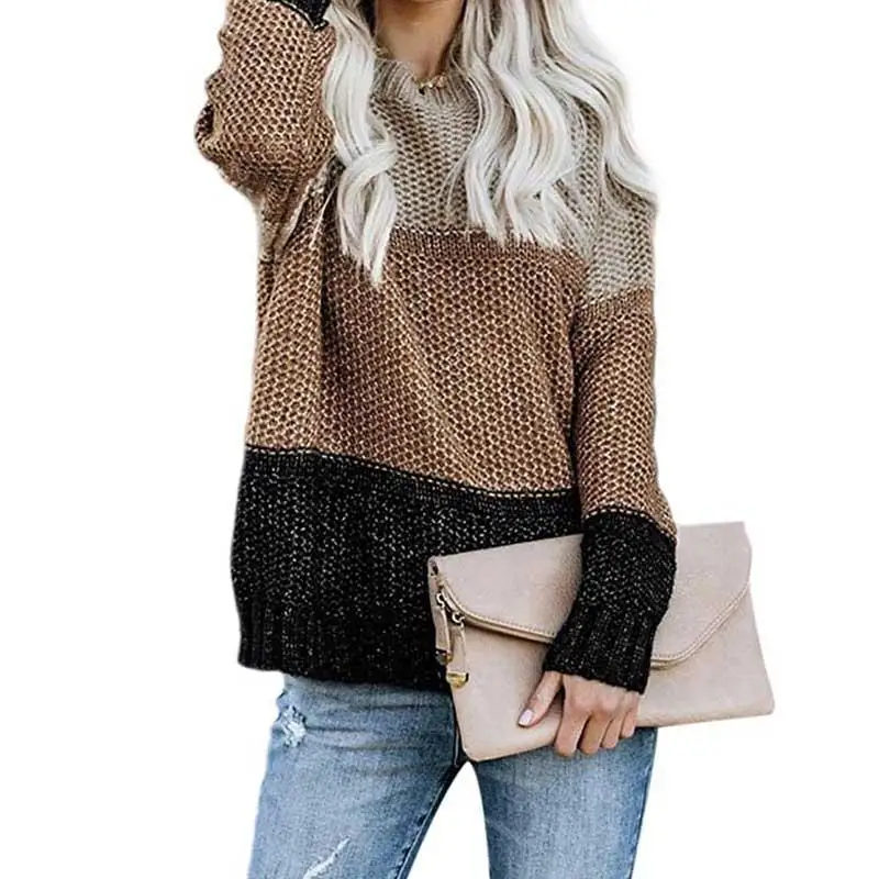 Женский свободный свитер в полоску теплый вязаный на зиму 2019 | Женская одежда