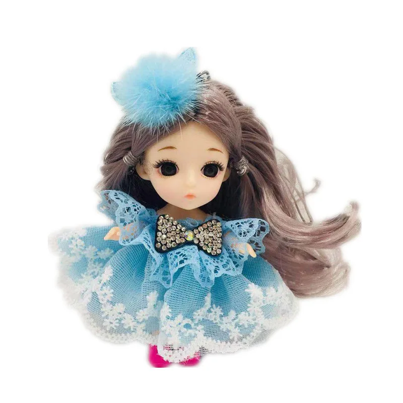 BJD кукла 1/12 13 см 3D Глаза Мультфильм Кукольное платье принцессы брелок сумка