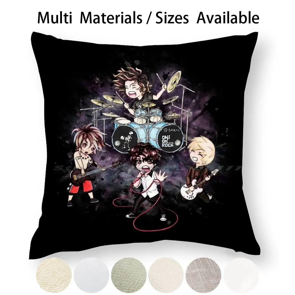 Чехол для подушки Chibi One Ok Rock наволочка из хлопка и льна с рисунком музыкальной