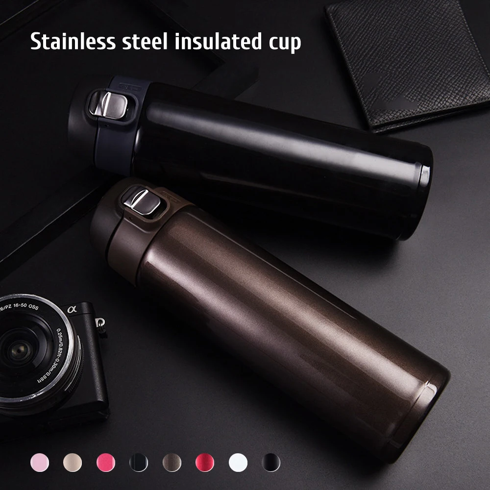 

450ml Portable Thermos Stainless Steel Double Wall Thermal Bottle Travel Mug Vacuum Cup School Home Tea Coffee Drink Cup