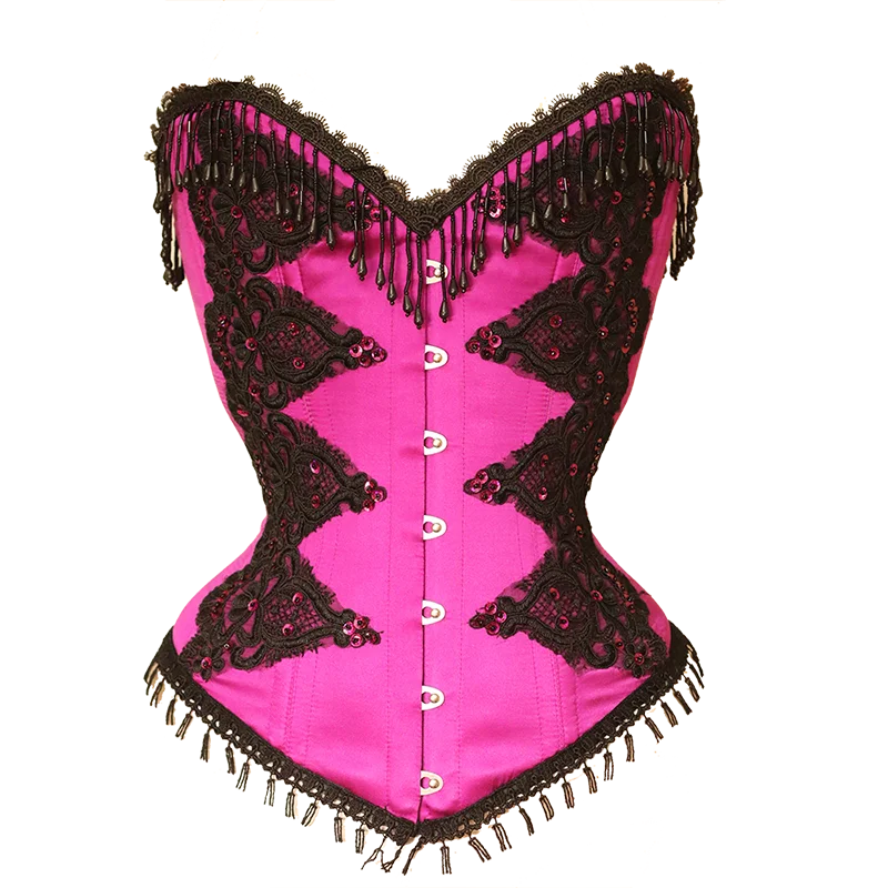 

Daisy Black Lace Overlay Waist Slimming Satin Burlesque Corset Top Costumes