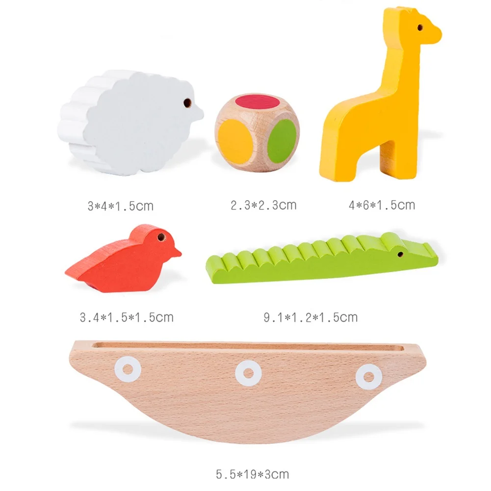 

Kids Wooden Animal Blocks Balance Boat Seesaw Stacking Game Early Educational Toy Intelligence Develop Toys