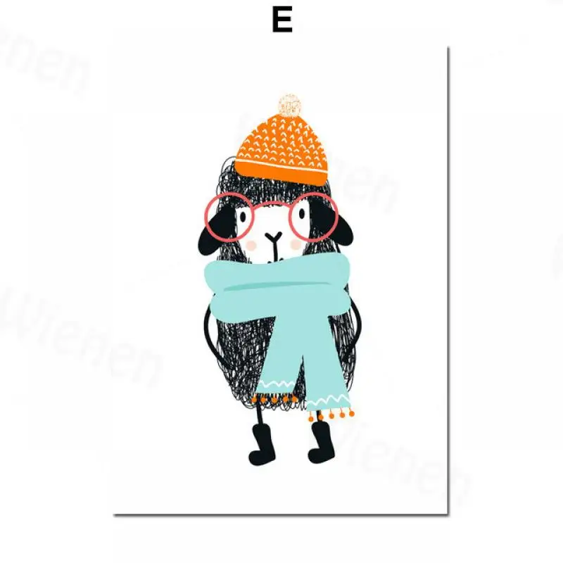 

Cartoon Baby Animal Wall Art Canvas Painting Nordic Posters and Prints Cute Horse Penguin Rabbit Bear Sheep Nursery Decoration