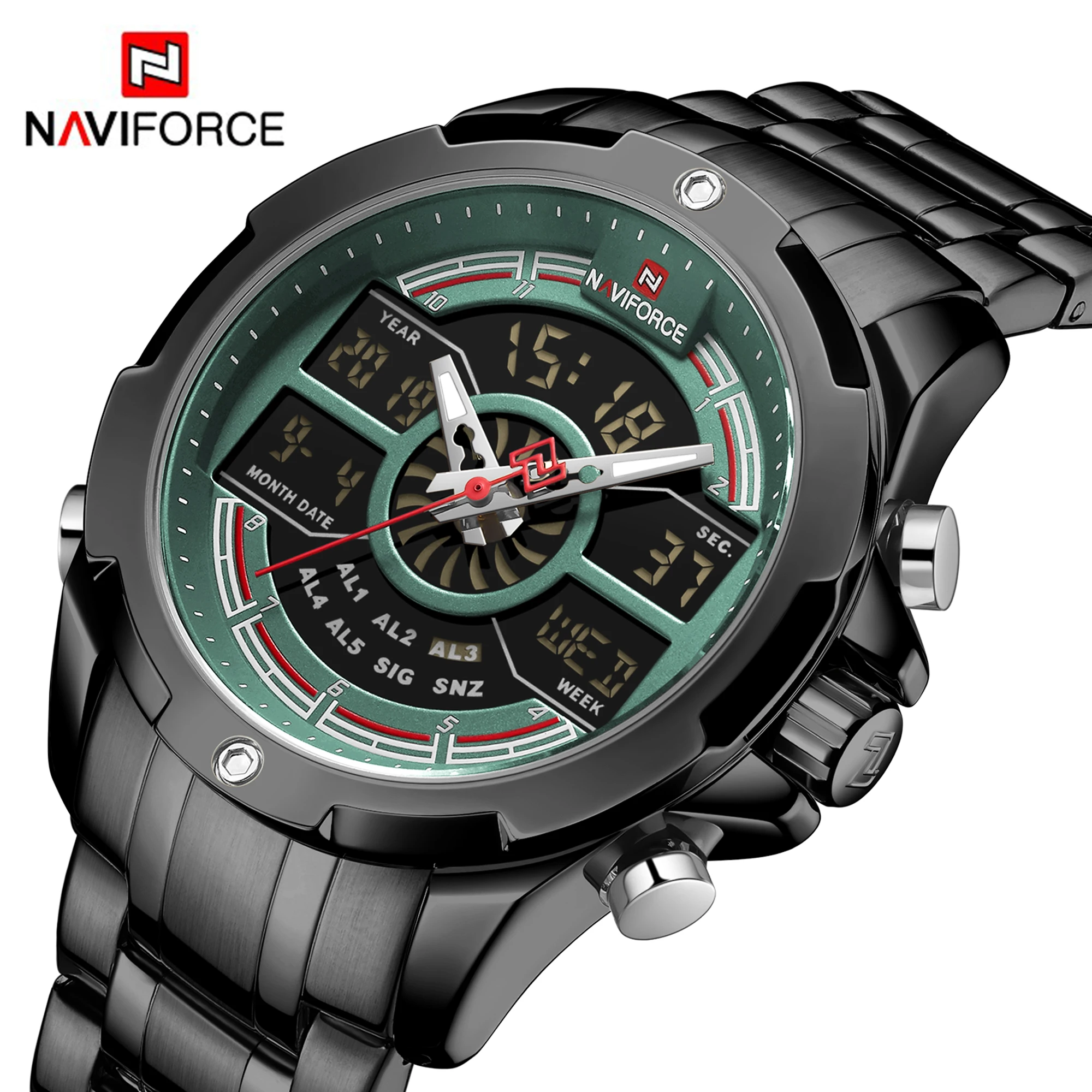 NAVIFORCE Top Brand Men Watches Stainless Steel Quartz Watch Chronograph Military Clock Sport Wrist Relogio Masculino | Наручные часы