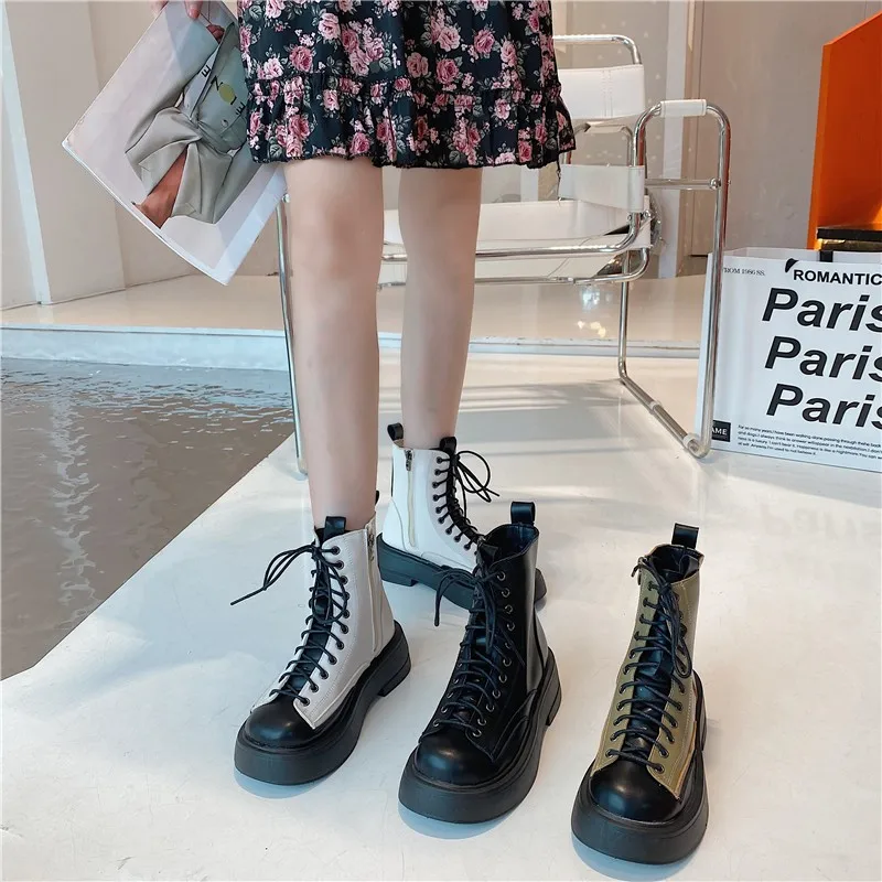 

Martin Boots Women's Autumn 2021 New British Style Thick-soled Increased Color Matching Fashion Tide Fried Street Short Tube.