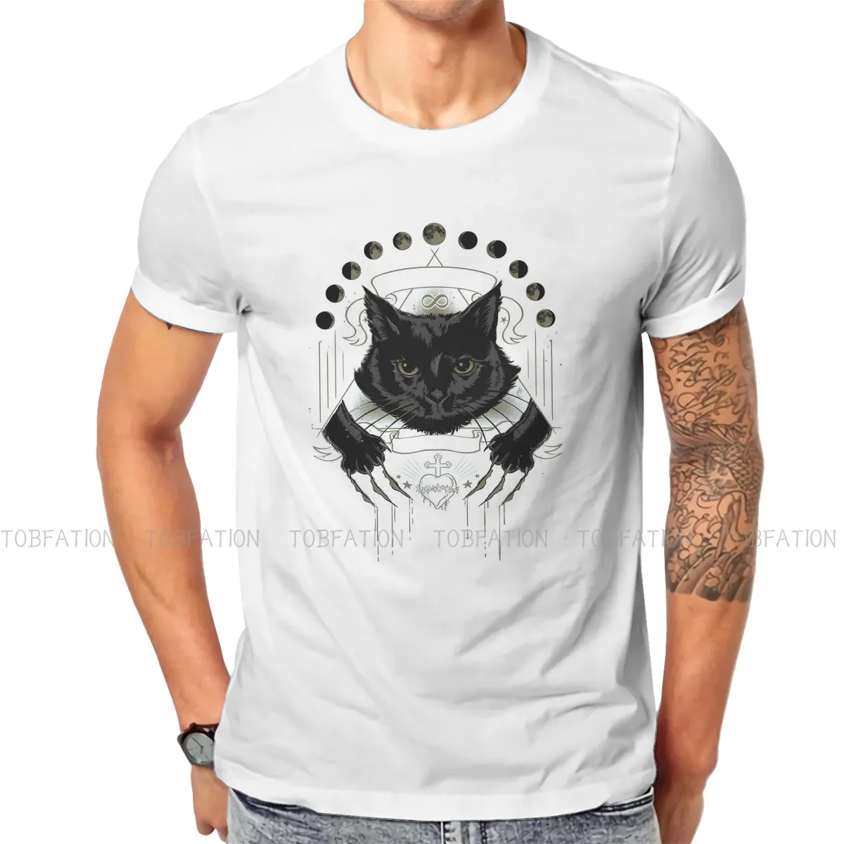 

Футболка в стиле хип-хоп с рисунком черной кошки