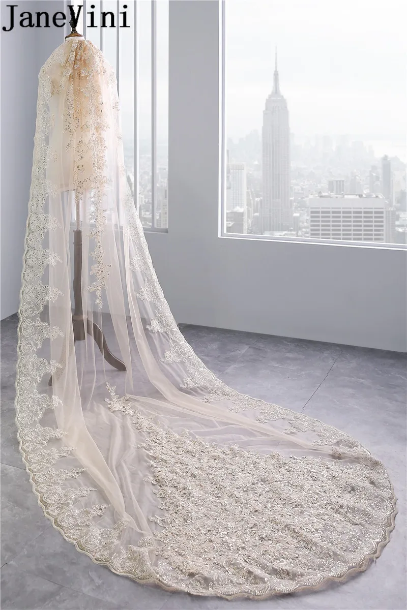 Элегантная фата-гребень цвета шампанского 3 метра | Свадьбы и торжества