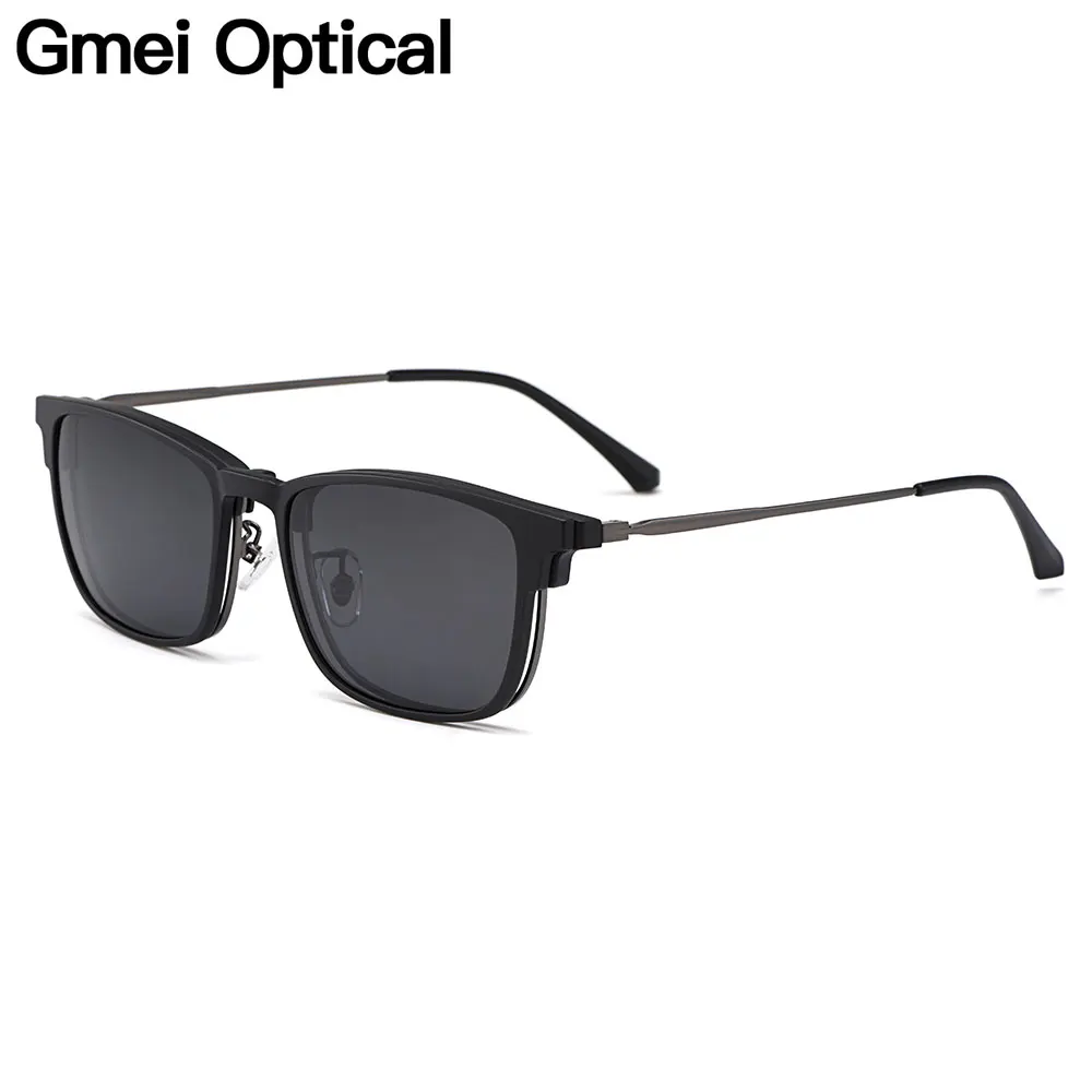 

Gmei Optical Vintage Men Square Ultem Glasses Frame Ultralight Polarized Clip on Sunglasses Women Myopia Optical Frames HW954