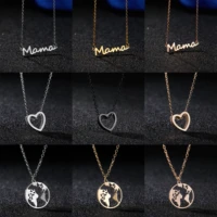 rinhoo simple fashion couple necklace hollow heart letter mama map pendants jewelry for men and women hot jewelry gifts