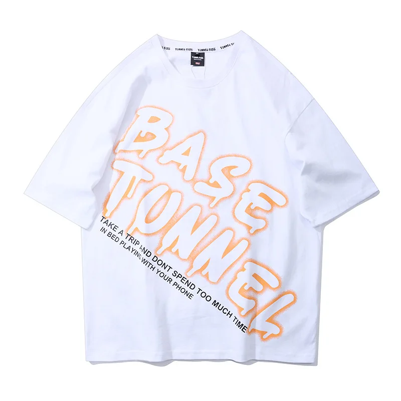 

High street hip hop print T-shirt Street oversize loose figure illustration print Short Sleeve Tee men and women