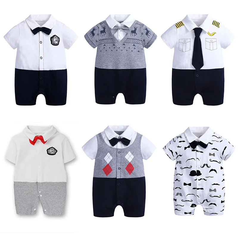 New Baby Bodysuits Beard Sailor Design Boys Gilrs Rompers Cotton Short Sleeve Toddler |