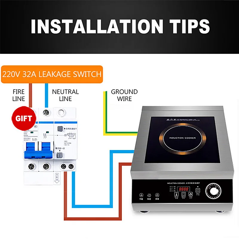 

5000W Induction Cooker Commercial/Household Large Power Induction Cooker Touch Control Electromagnetic Stove Stainless Steel