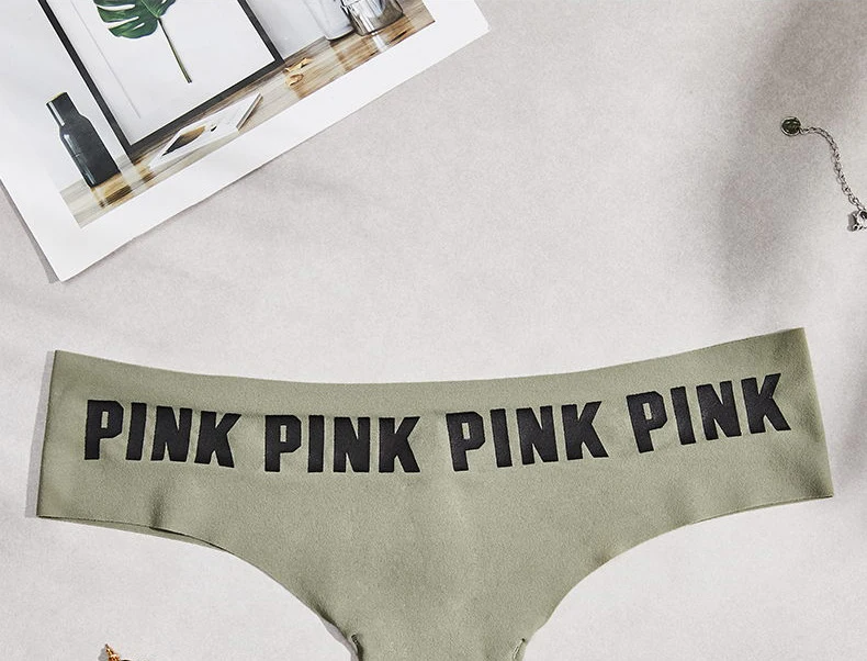 Exclusive new Sexy Seamless Briefs Fashion pink letters printing Women Panties Low Waist Briefs woman Underwear M/L