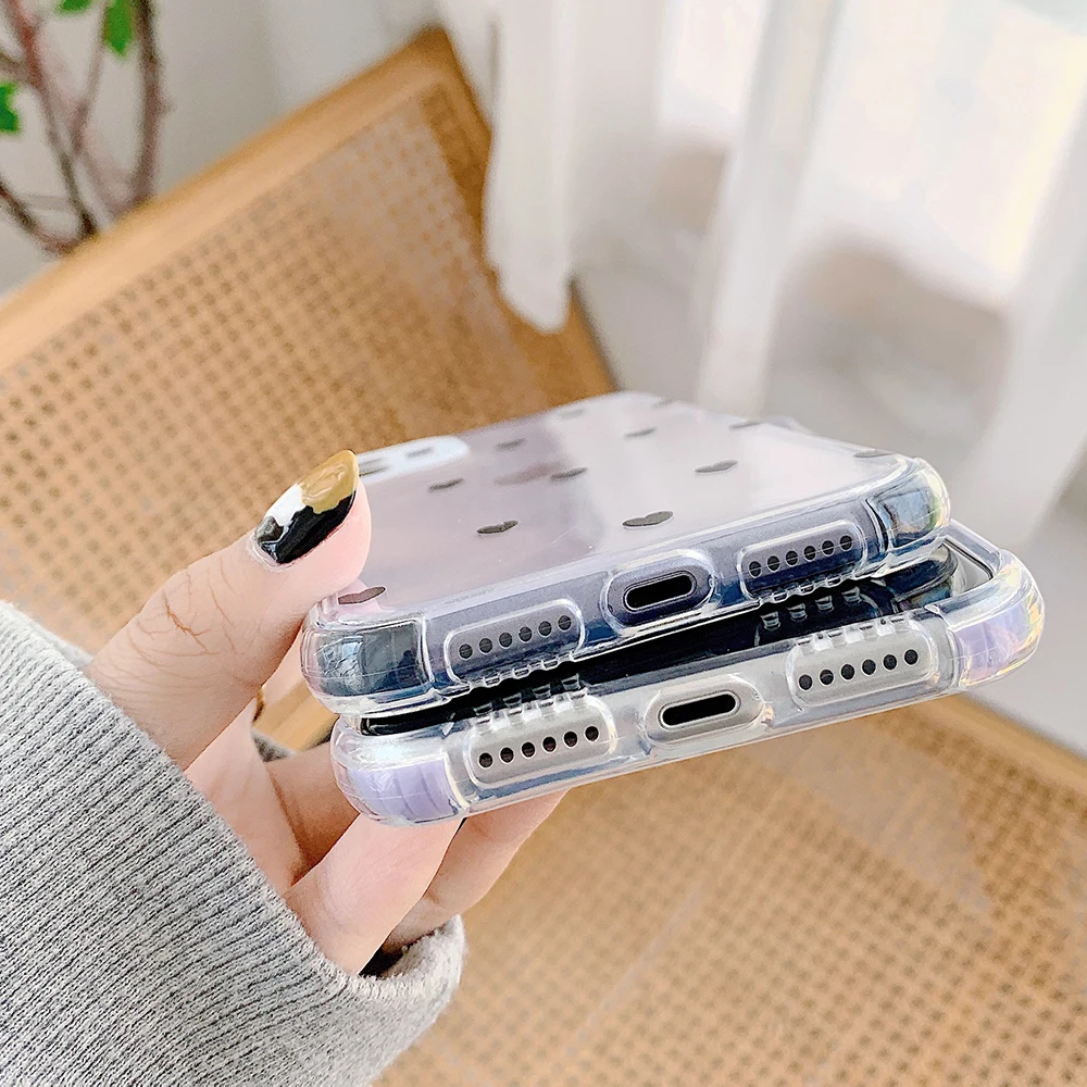 

Simple Heart Corner Bumpe Phone Case For iPhone 12 Mini 11 Pro Max XR X XS Max 7 8 Plus Soft TPU Clear Back Cover Gift