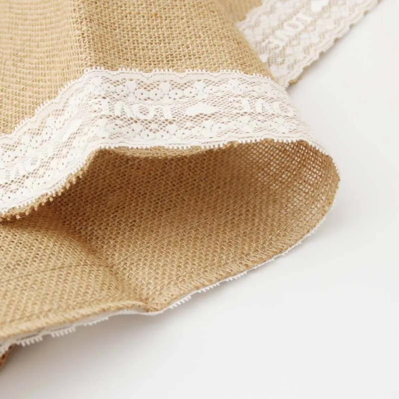 Джутовая Мешковина кружева настольная дорожка из мешковины для рождества