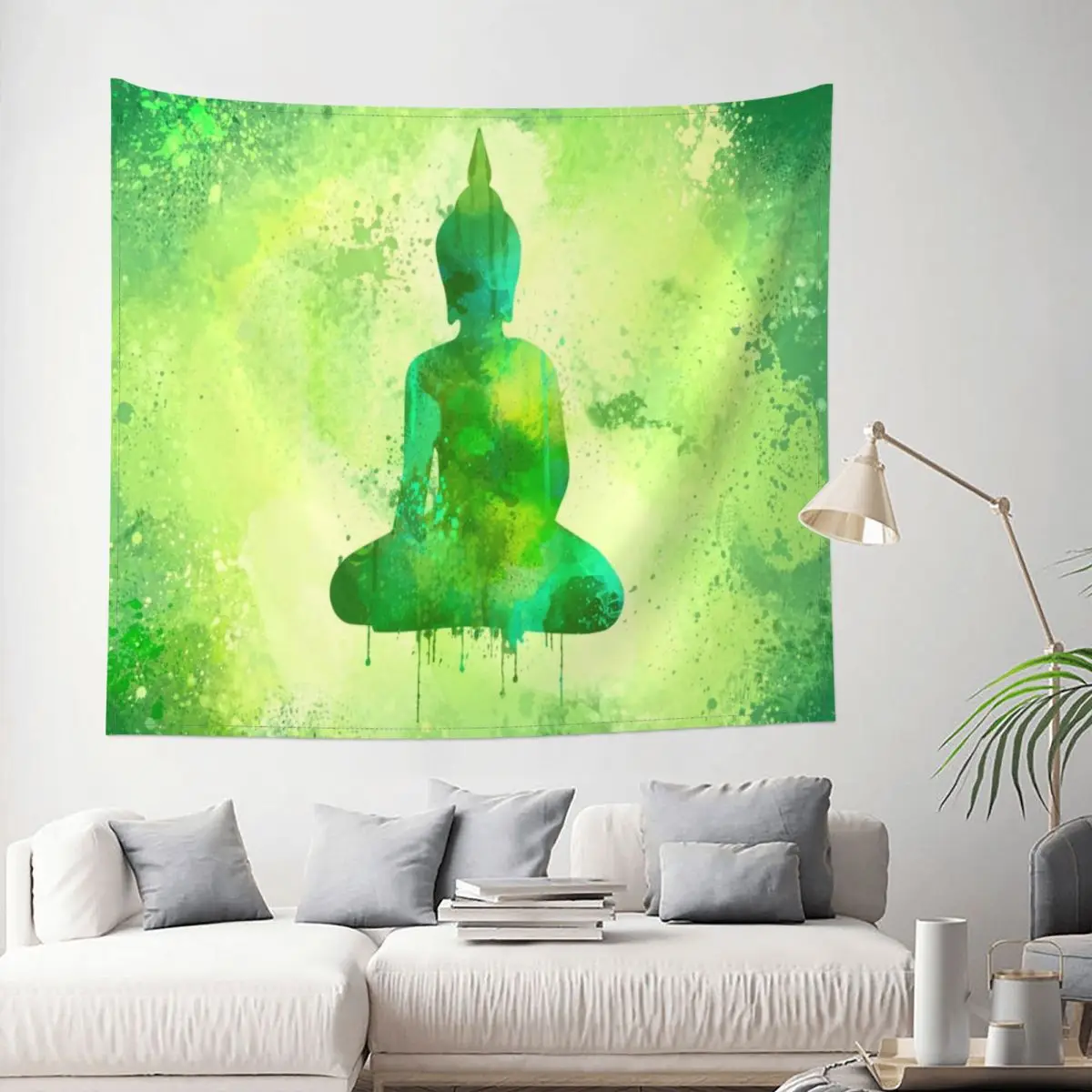 

Refreshing Green Watercolor Buddha Tapestry Indian Mandala Decoration Wall Room Home Decor Hanging Living room Kawaii Cute Gift