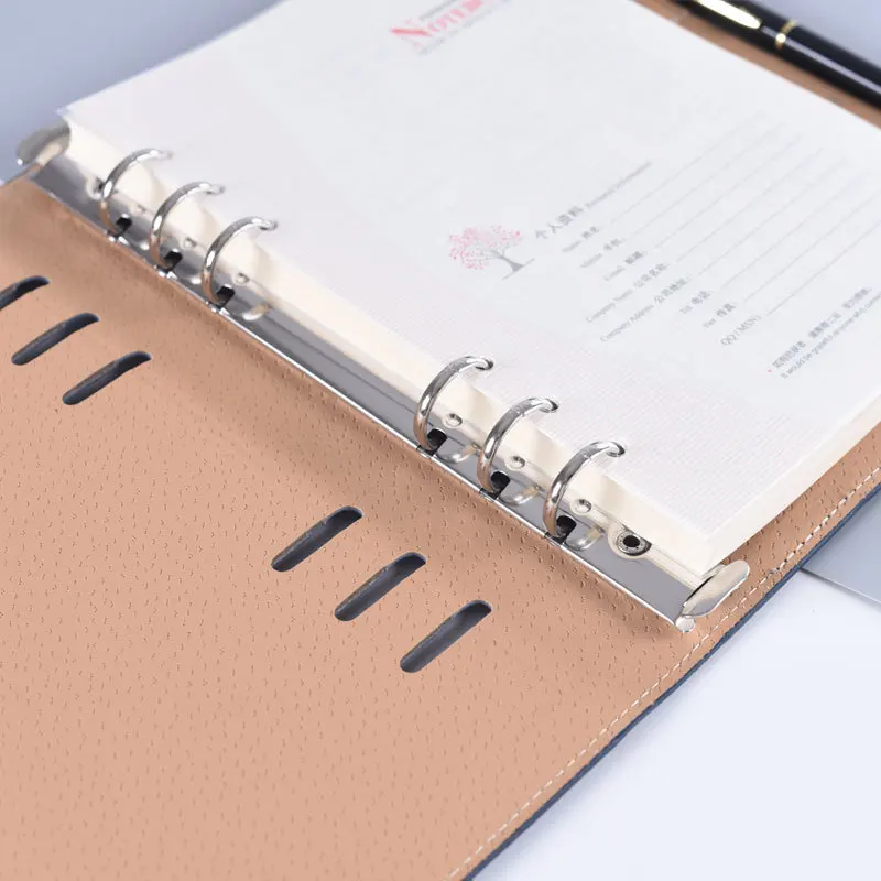 Блокнот из ПУ кожи с 6 кольцами обложки для журнала бизнеса офиса A5 записная