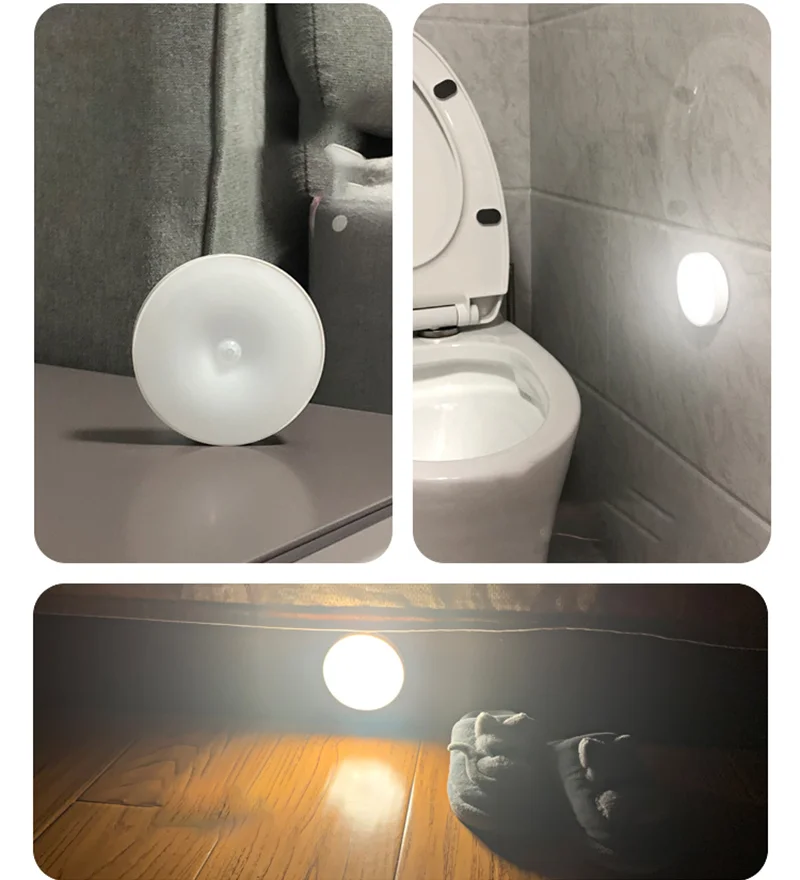 

8 Beads USB Recharge 700mah LED Wall Lamp Human Body Infrared Sensor Night Light Cabinet Closet Lights for Bedroom Stair Toilet
