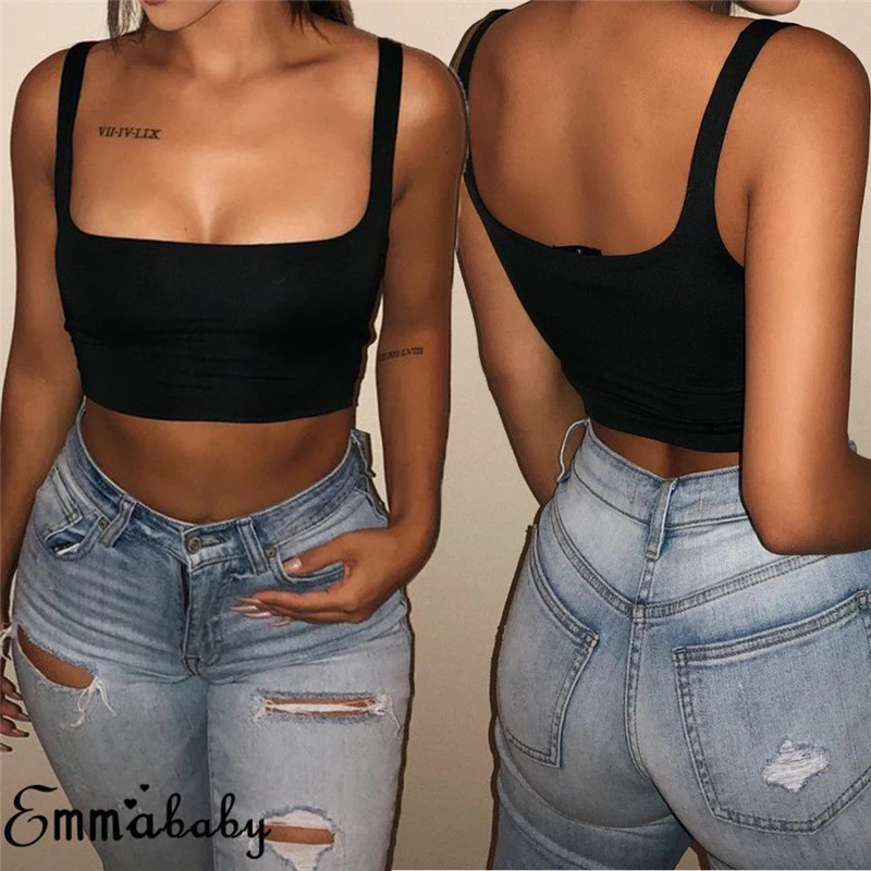 

Solid Basic Crop Top Sleeveless Short Women Camisole Crop Top Female Vest Shirt Summer Beach Tank Top Women Sports Top Underwear