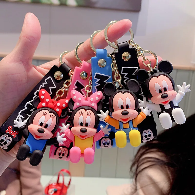 

Hot Sale Disney Mickey Keychains Cute Cartoon Baby Boy Girl Key Ring Minnie Key Chain Model Kid Toy Children Gift
