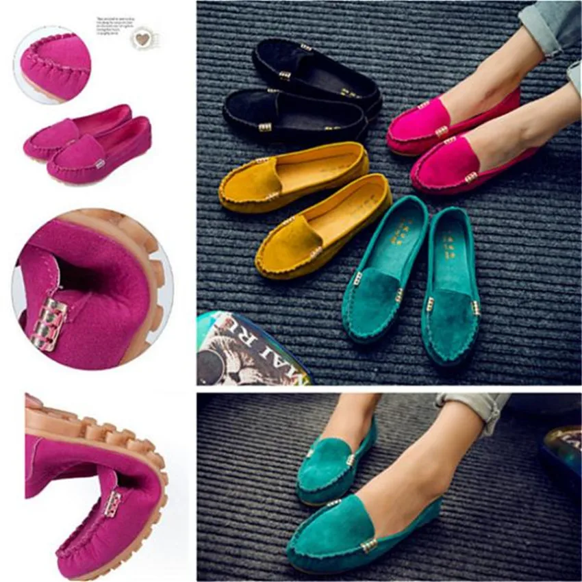 

Women Shoes 2021 Spring Autumn Flats Shoes Cow Suede Soft Round Toe Black Flat Slips Women's Shoes Female Casual Flat Loafers