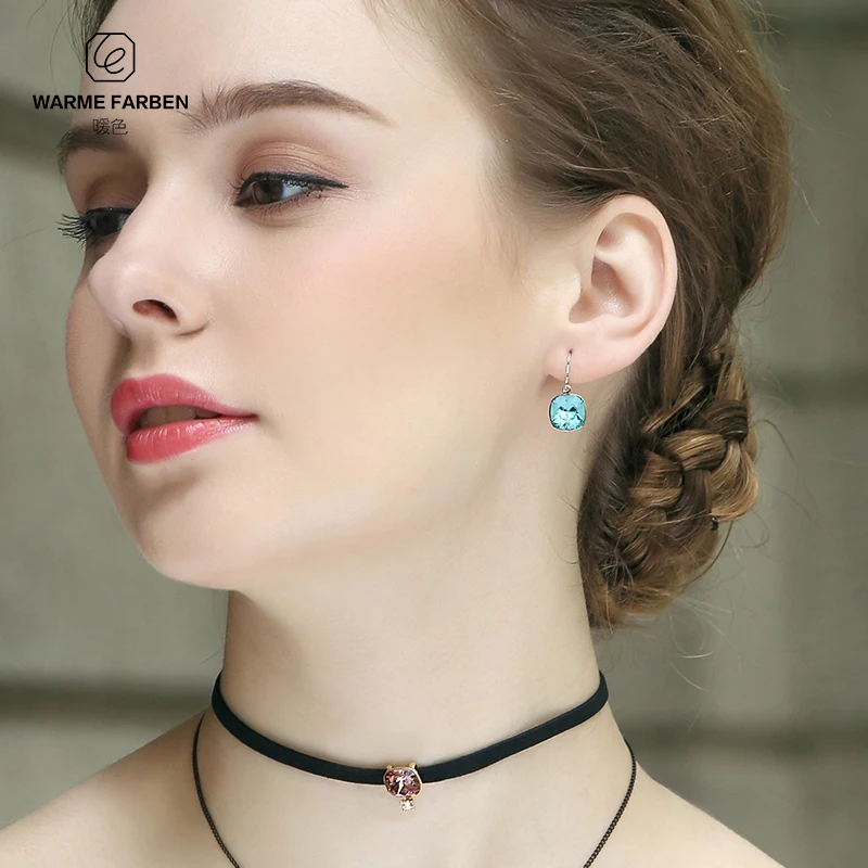 Серьги с кристаллами Swarovski для женщин, классические простые квадратные серьги-капли с кристаллами, хорошее ювелирное изделие, подарок для девочек, Brincos