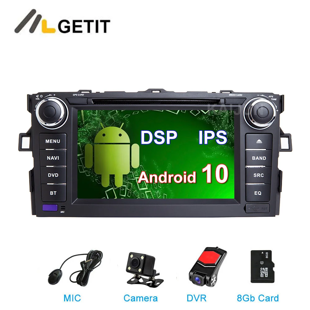 DSP IPS Android 10 автомобильный DVD плеер стерео радио GPS для Toyota AURIS COROLLA ALTIS 2012