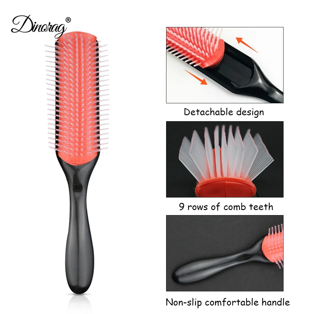 Detachable Hair Comb 9-Row Detangling Brush Salon Styling Hairbrush Straight Curly Wet Scalp Massage Women | Красота и здоровье