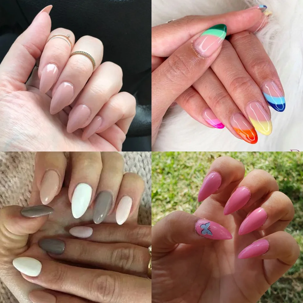 100 шт./коркор. накладные ногти миндаль прозрачные короткие полное покрытие ногтей