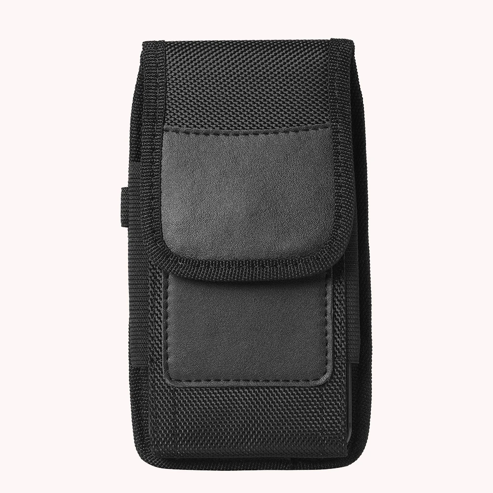 

Retro Male Solid Color Waist Bags Men Black Nylon Coin Purse Small Outdoor Card Holder Phone Fanny Packs with Buckle