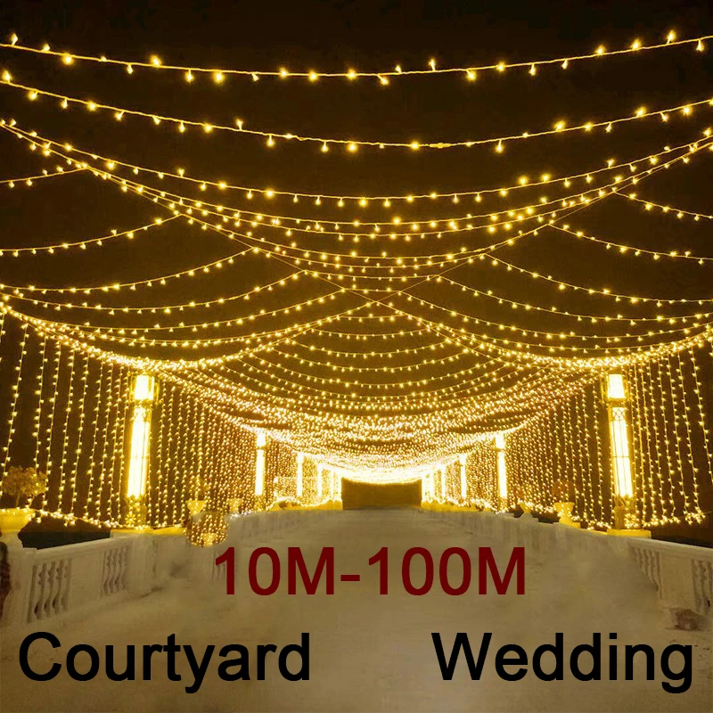 

decoraciones Led String Garland Christmas Tree Fairy Light Chain Waterproof Home Garden wedding Party Outdoor Holiday Decoration