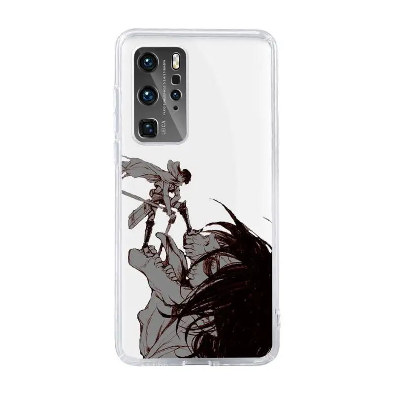 

Attack on Titan Phone Case Transparent For Huawei MATE P 40 30 20 10 pro plus lite X 5G Soft TPU Clear Mobile bags coque shell