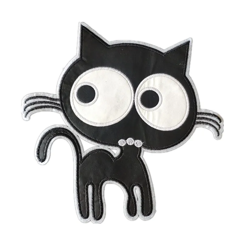 23 см черные нашивки из искусственной кожи в виде кота для одежды тканевые