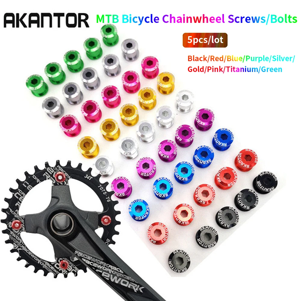 

Colorful MTB Bike Chainwheel Screws 5PCS Mountain Road Bicycle Chainring Wheel Bolts Disc Screws Cycling Crankset Parts