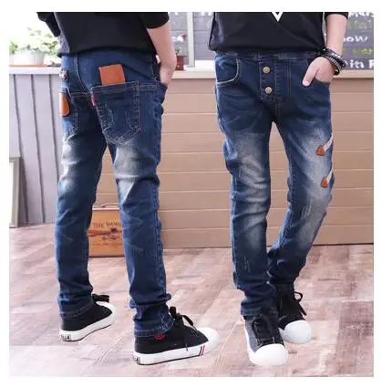 611 thin jeans Г. Весенние детские джинсы для мальчиков однотонные тонкие джинсы для маленьких мальчиков, повседневные джинсы для больших мальчиков длинные брюки - Цвет: 611 thin jeans