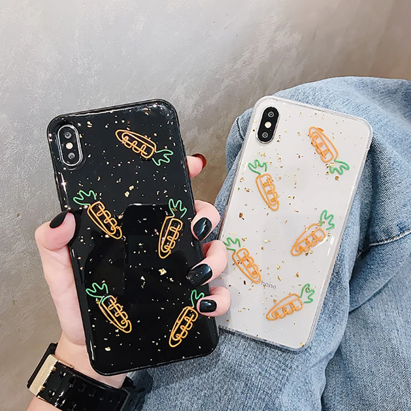 Чехол для телефона Gelandge из золотой фольги с 3D морковкой iPhone XS Max XR X SE 7 8Plus