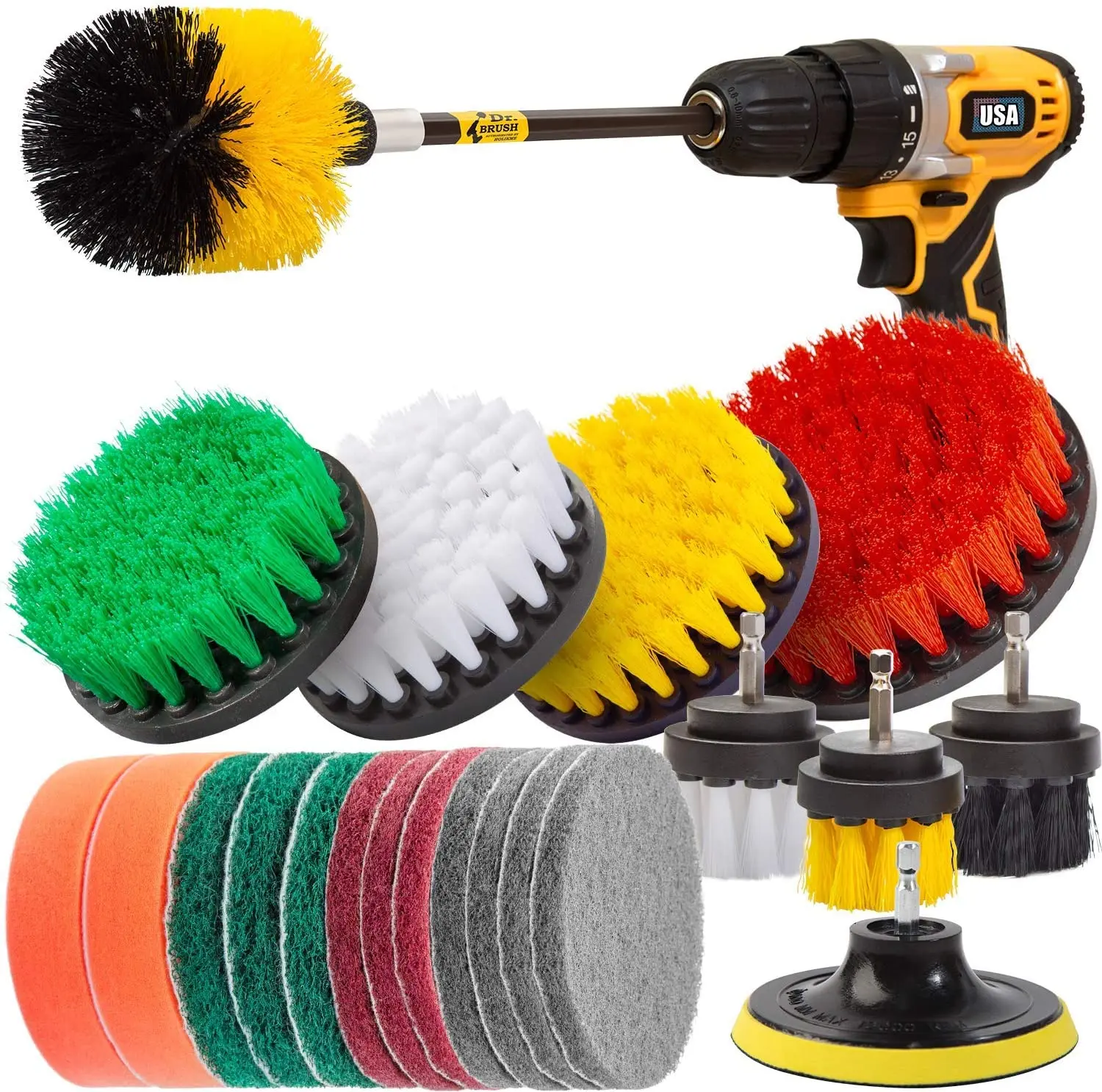 

22 Pcs Drill Brush Attachments Set, Power Scrubber Brush All Purpose for Grout, Tiles, Sinks, Bathtub, Bathroom, Kitchen ,Car