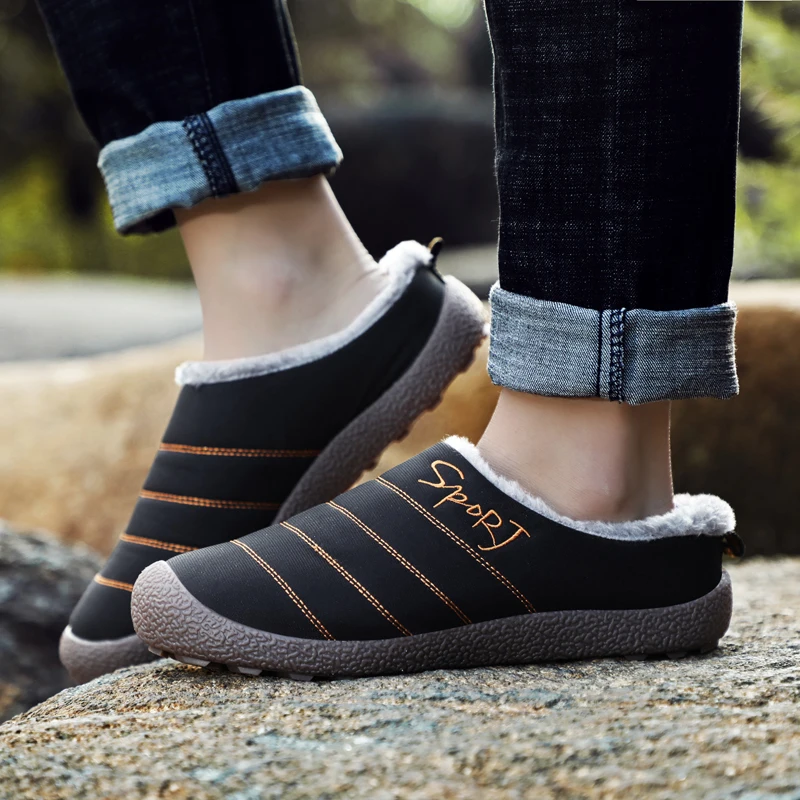 Зимние мужские теплые меховые домашние тапочки CYYTL Мужская водонепроницаемая