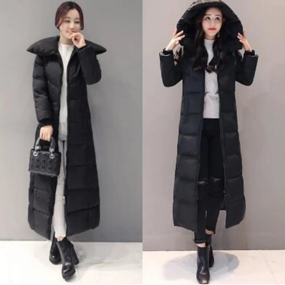 

Women's Red Down Jacket New Winter Women Down Coats Female X-Long Thicken Slim Windproof White Duck Down Jacket Parka