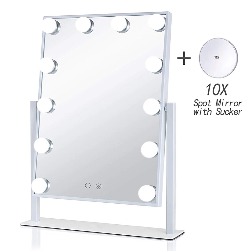 Beauty Makeup Mirror with Lights 12 LED Bulbs Vanity Touch Control Adjustable Brightness Beauty Salon Cosmetic Hollywood Mirror