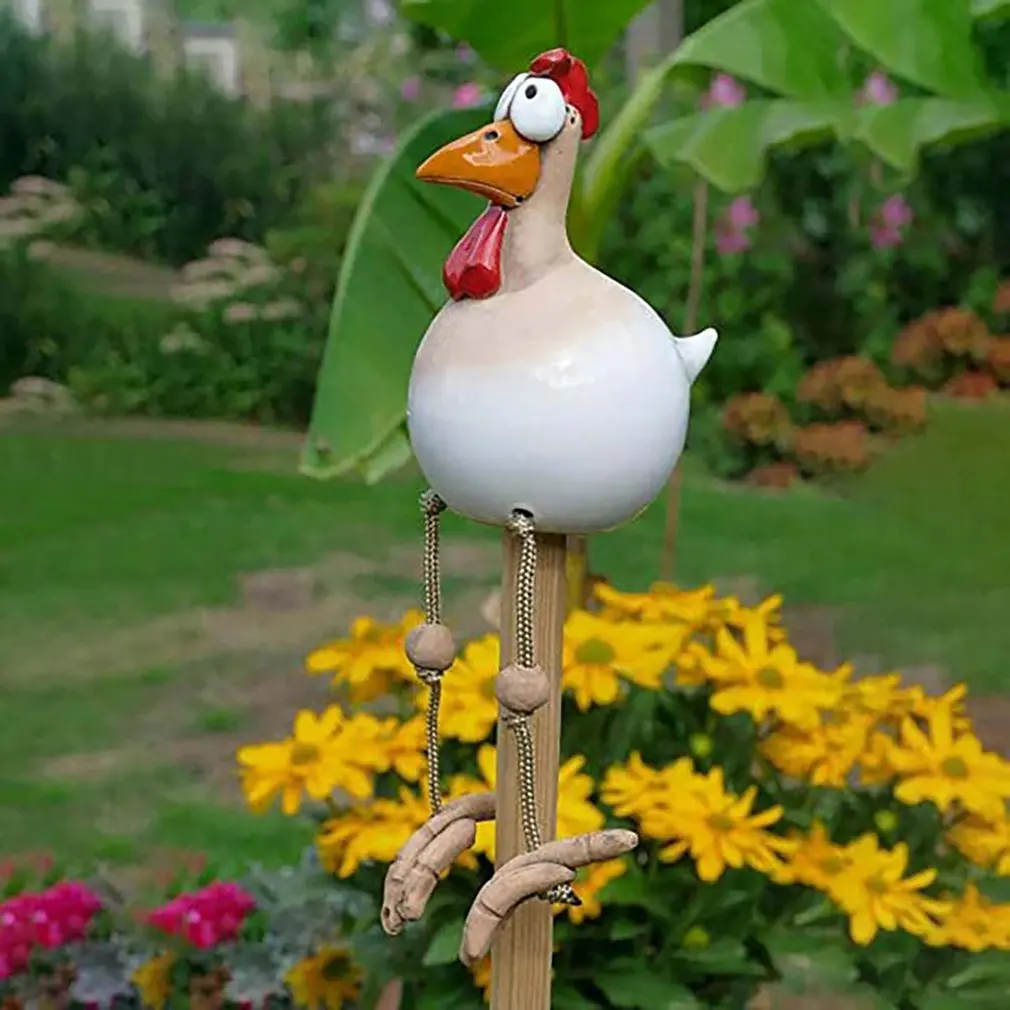 

New Yard Art Decor Chicken Garden Lawn Plug Hen Rooster Ornaments Hens Bird Statues Edge Seater Indoor Outdoor Decorative Craft