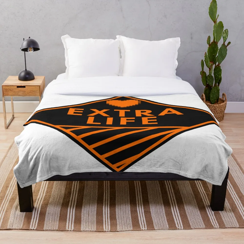 Extra Life Orange Throw Blanket Soft Sherpa Bed Sheet Single Knee Office Nap | Дом и сад