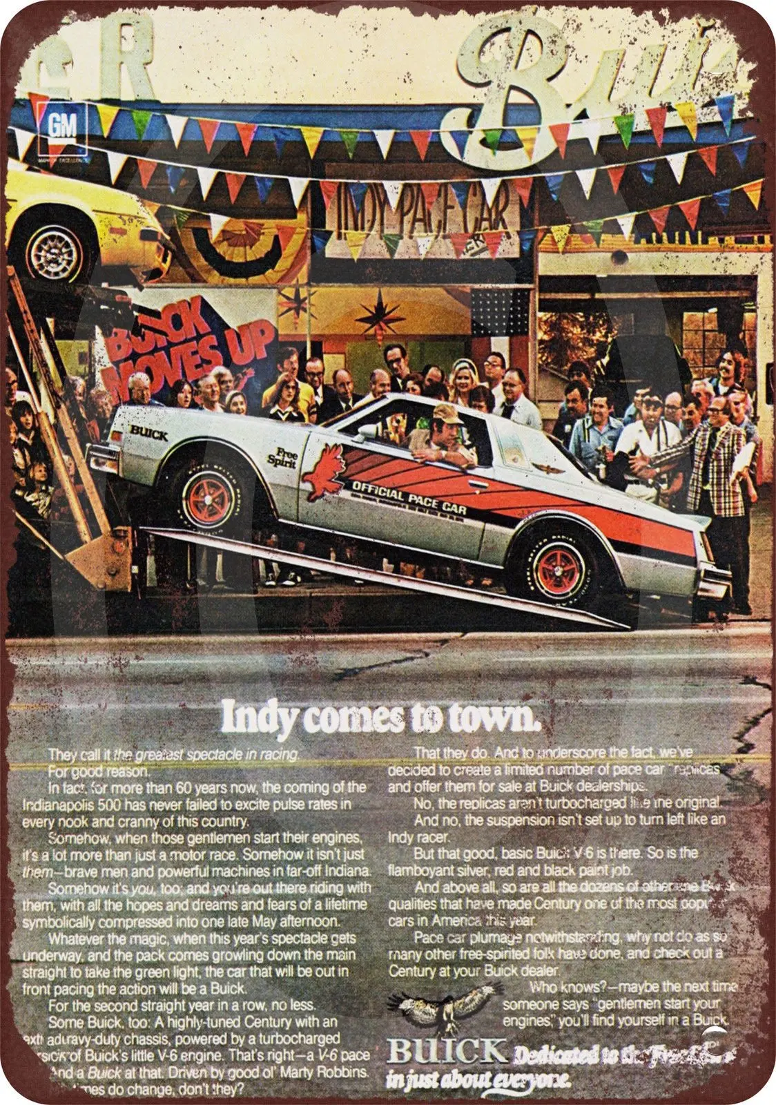 

1976 Buick Regal Official Pace Car Indy 500 vintage reproduction metal sign 8 x 12 made USA